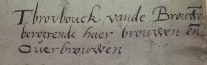 Het brouwboek van de Leidse brouwers iot 1590. In het brouwboek hielden zij bij hoeveel er werd gebrouwen.