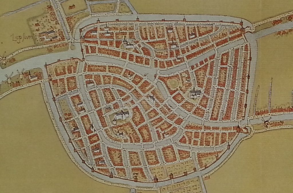 plattegrond Leiden 16e eeuw